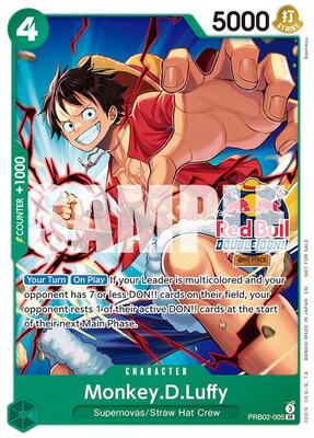 Monkey.D.Luffy (Red Bull Double Don!!) card from One Piece Promotion Cards
