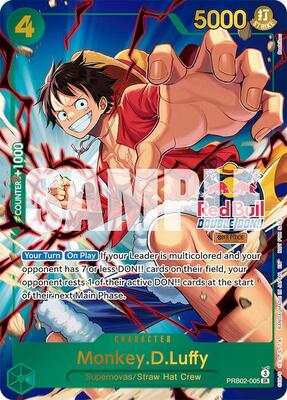 Monkey.D.Luffy (Red Bull Double Don!!) (Winner) card from One Piece Promotion Cards