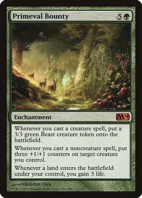 Primeval Bounty card from Magic 2014 (M14)