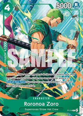 Roronoa Zoro (114) card from One Piece Promotion Cards
