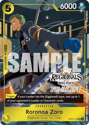 Roronoa Zoro (113) (Regionals Finalist Card Set 26-27) card from One Piece Promotion Cards