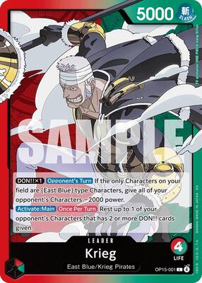 Krieg (OP15-001) card from Adventure on Kami's Island