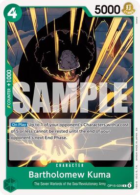 Bartholomew Kuma (OP15-029) card from Adventure on Kami's Island