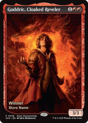 Goddric, Cloaked Reveler (Winner) card from Game Day & Store Championship Promos