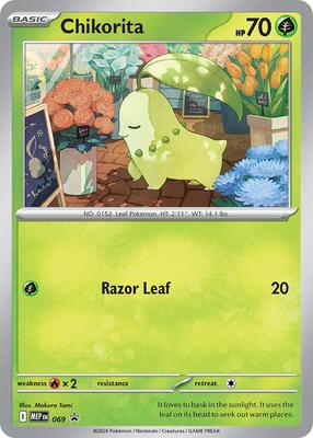 Chikorita (Cosmos Holo) card from ME: Mega Evolution Promo