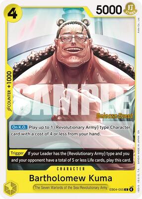 Bartholomew Kuma (EB04-055) card from Adventure on Kami's Island Release Event Cards