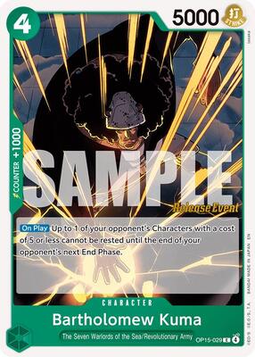 Bartholomew Kuma (OP15-029) card from Adventure on Kami's Island Release Event Cards