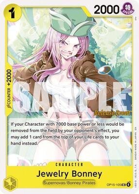 Jewelry Bonney (OP15-105) card from Adventure on Kami's Island Release Event Cards