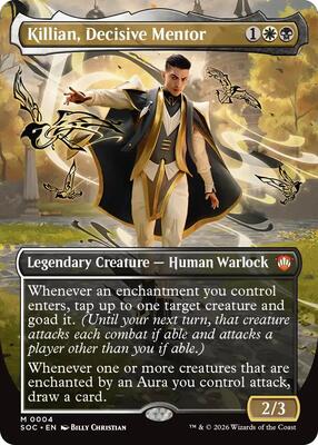 Killian, Decisive Mentor (Borderless) card from Commander: Secrets of Strixhaven