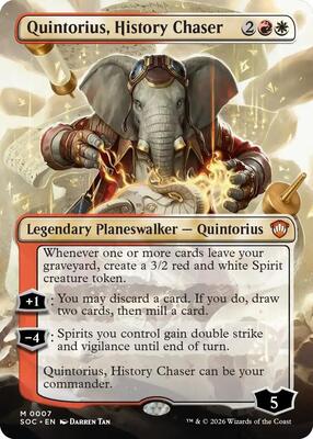 Quintorius, History Chaser (Borderless) card from Commander: Secrets of Strixhaven