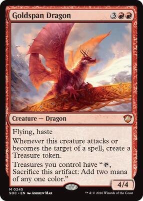 Goldspan Dragon card from Commander: Secrets of Strixhaven