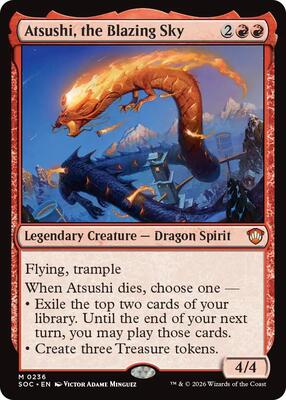Atsushi, the Blazing Sky card from Commander: Secrets of Strixhaven