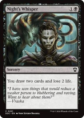 Night's Whisper card from Commander: Secrets of Strixhaven
