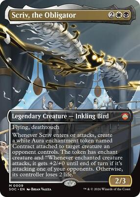 Scriv, the Obligator (Borderless) card from Commander: Secrets of Strixhaven