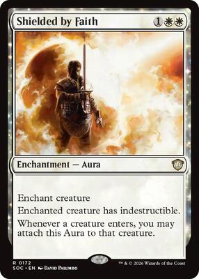 Shielded by Faith card from Commander: Secrets of Strixhaven