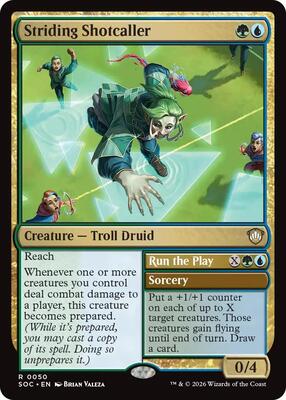Striding Shotcaller card from Commander: Secrets of Strixhaven