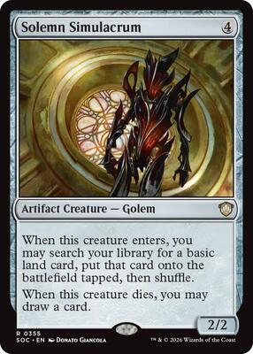 Solemn Simulacrum card from Commander: Secrets of Strixhaven