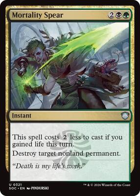 Mortality Spear card from Commander: Secrets of Strixhaven