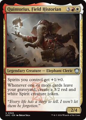 Quintorius, Field Historian card from Commander: Secrets of Strixhaven