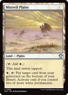 Mistveil Plains card from Commander: Secrets of Strixhaven