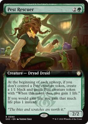 Pest Rescuer (Extended Art) card from Commander: Secrets of Strixhaven
