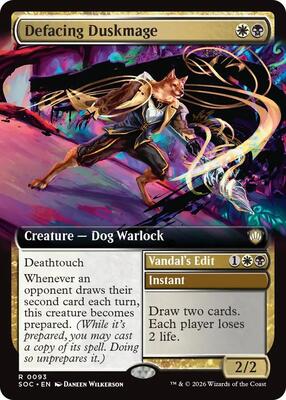Defacing Duskmage (Extended Art) card from Commander: Secrets of Strixhaven