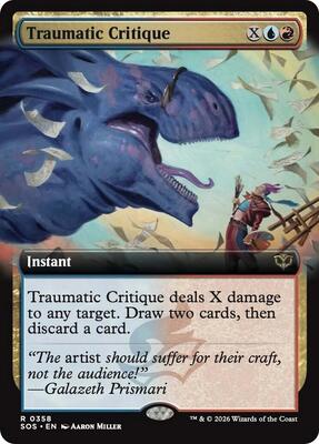Traumatic Critique (Extended Art) card from Secrets of Strixhaven