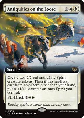 Antiquities on the Loose (Extended Art) card from Secrets of Strixhaven
