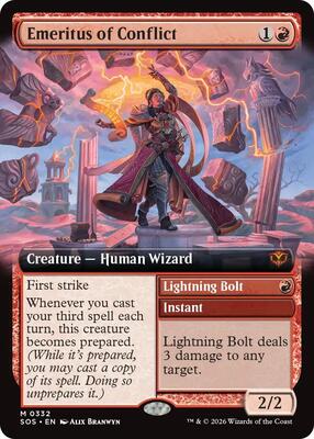 Emeritus of Conflict (Extended Art) card from Secrets of Strixhaven