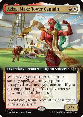 Aziza, Mage Tower Captain (Extended Art) card from Secrets of Strixhaven