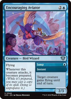 Encouraging Aviator card from Secrets of Strixhaven