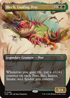 Blech, Loafing Pest (Borderless) card from Secrets of Strixhaven