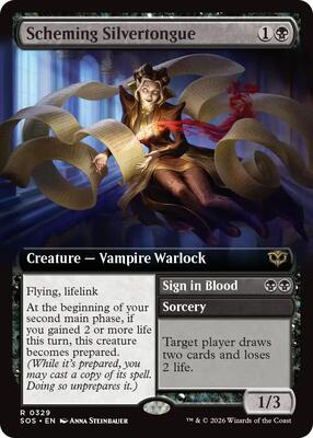 Scheming Silvertongue (Extended Art) card from Secrets of Strixhaven
