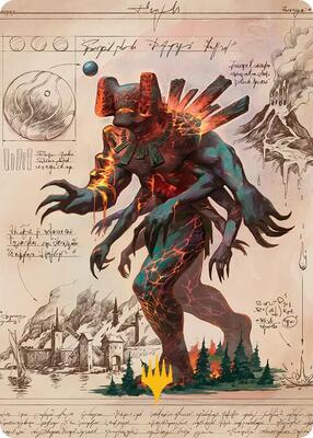 Magmablood Archaic Art Card (Gold-Stamped Planeswalker Symbol) card from Art Series: Secrets of Strixhaven