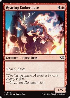 Rearing Embermare card from Secrets of Strixhaven