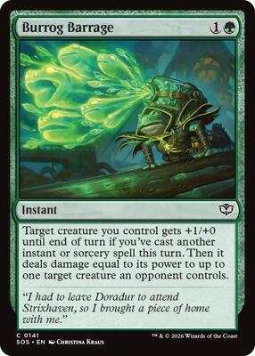 Burrog Barrage card from Secrets of Strixhaven