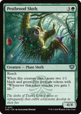 Pestbrood Sloth card from Secrets of Strixhaven