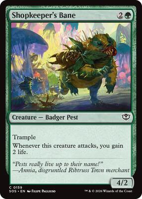 Shopkeeper's Bane card from Secrets of Strixhaven