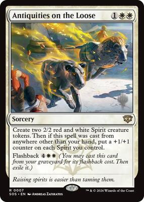 Antiquities on the Loose card from Promo Pack: Secrets of Strixhaven