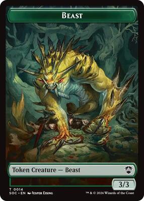 Beast // Fractal (0004) Double-Sided Token card from Commander: Secrets of Strixhaven