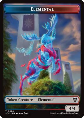Elemental (0020) // Treasure Double-Sided Token card from Commander: Secrets of Strixhaven