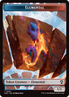 Elemental (0021) // Phyrexian Myr Double-Sided Token card from Commander: Secrets of Strixhaven