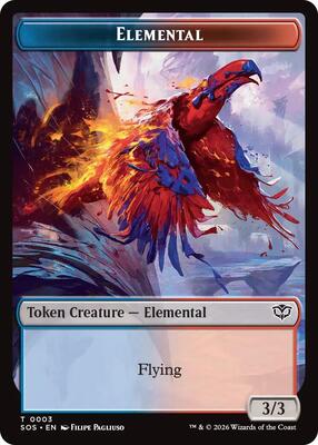 Elemental (0003) // Treasure Double-Sided Token card from Secrets of Strixhaven