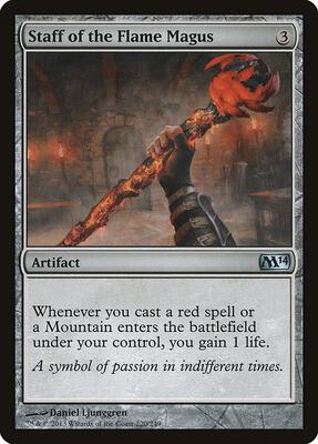Staff of the Flame Magus card from Magic 2014 (M14)
