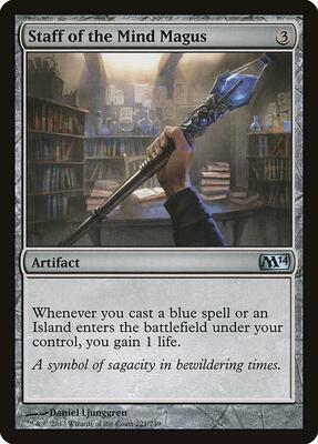 Staff of the Mind Magus card from Magic 2014 (M14)