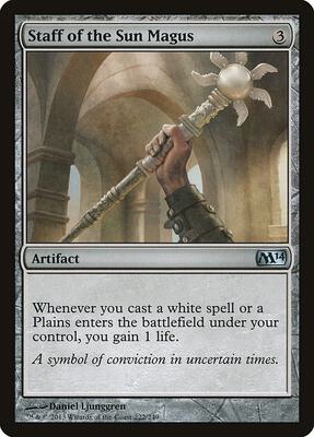 Staff of the Sun Magus card from Magic 2014 (M14)