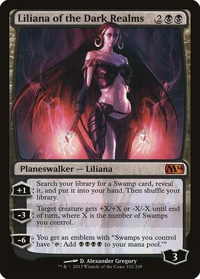 Liliana of the Dark Realms card from Magic 2014 (M14)