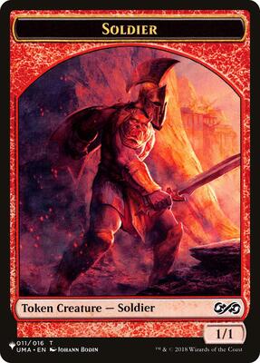 Soldier (UMA) // Dwarf (ELD) Double-sided Token card from The List Reprints