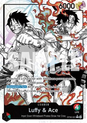 Luffy & Ace (Parallel) card from Starter Deck EX: Luffy & Ace