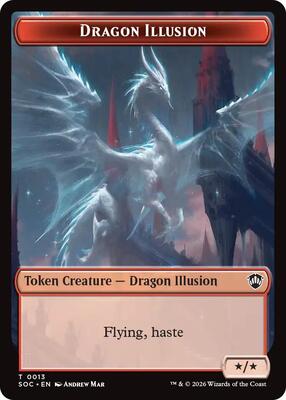 Dragon Illusion // Elemental (0019) Double-Sided Token card from Commander: Secrets of Strixhaven